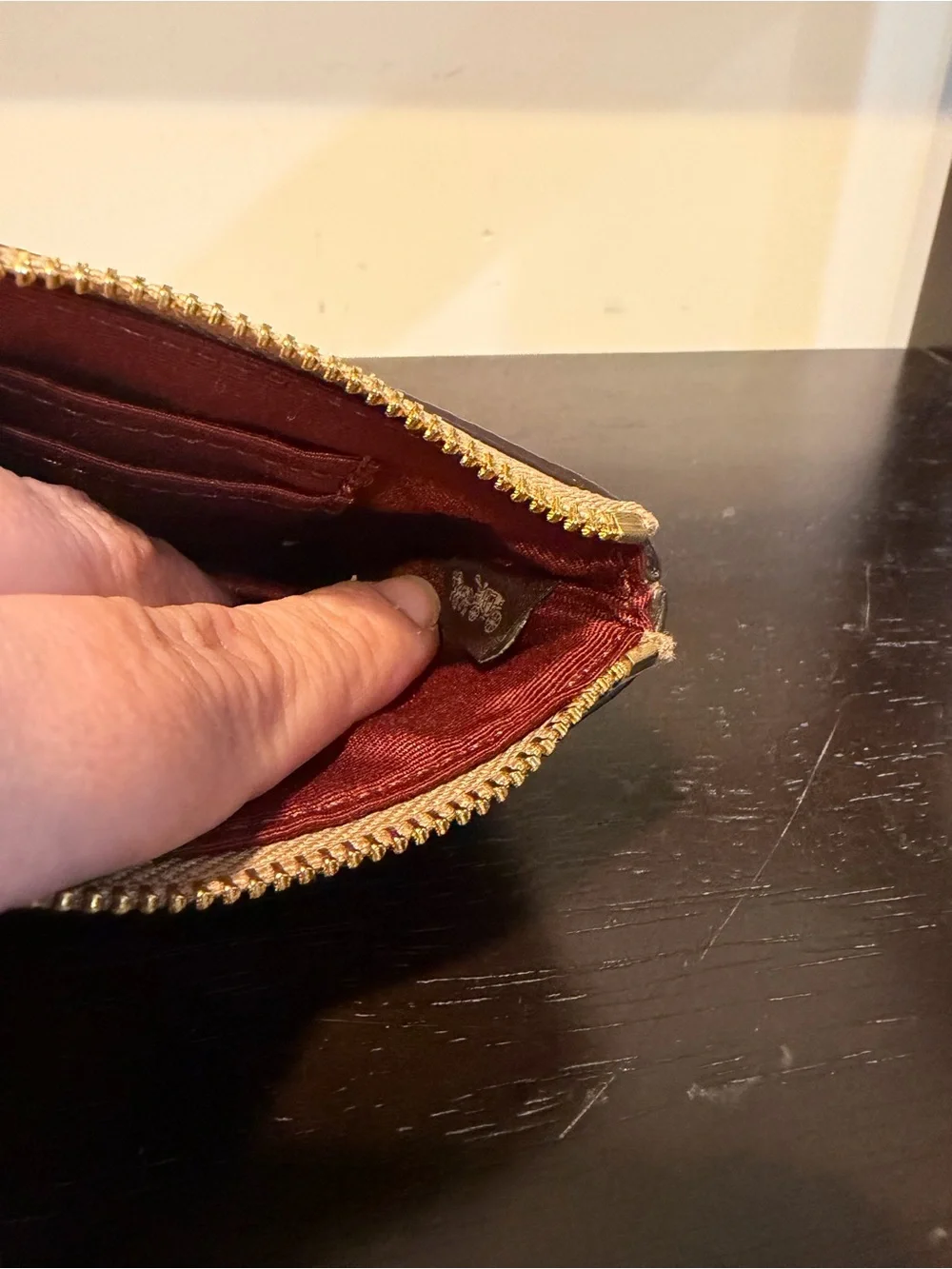 Coach Corner Zip Wristlet Taupe